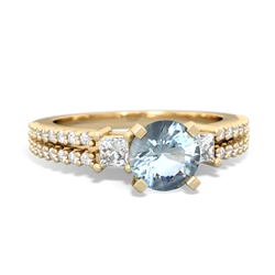 Aquamarine Classic 6Mm Round Engagement 14K Yellow Gold ring R26436RD