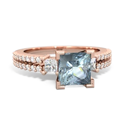 Aquamarine Classic 6Mm Princess Engagement 14K Rose Gold ring R26436SQ