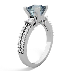 Aquamarine Classic 6Mm Princess Engagement 14K White Gold ring R26436SQ