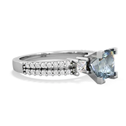 Aquamarine Classic 6Mm Princess Engagement 14K White Gold ring R26436SQ