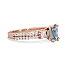 Aquamarine Classic 7X5mm Emerald-Cut Engagement 14K Rose Gold ring R26437EM