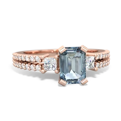 Aquamarine Classic 7X5mm Emerald-Cut Engagement 14K Rose Gold ring R26437EM