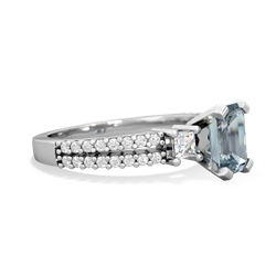 Aquamarine Classic 7X5mm Emerald-Cut Engagement 14K White Gold ring R26437EM