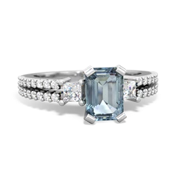 Aquamarine Classic 7X5mm Emerald-Cut Engagement 14K White Gold ring R26437EM