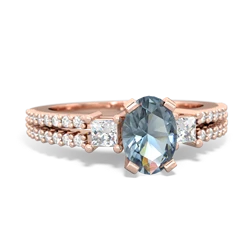 Aquamarine Classic 7X5mm Oval Engagement 14K Rose Gold ring R26437VL