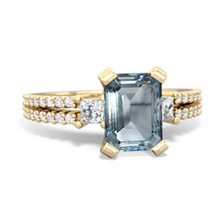 Aquamarine Classic 8X6mm Emerald-Cut Engagement 14K Yellow Gold ring R26438EM