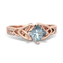 Thumbnail for Aquamarine Celtic Knot Engagement 14K Rose Gold ring R26445SQ - front view