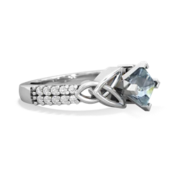 Aquamarine Celtic Knot 5Mm Square Engagement 14K White Gold ring R26445SQ