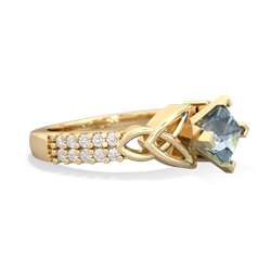 Thumbnail for Aquamarine Celtic Knot Engagement 14K Yellow Gold ring R26445SQ - side view