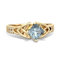 Thumbnail for Aquamarine Celtic Knot Engagement 14K Yellow Gold ring R26445SQ - front view