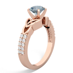 Thumbnail for Aquamarine Celtic Knot Engagement 14K Rose Gold ring R26446RD - hand 1 view