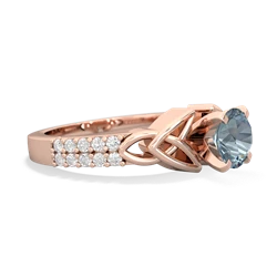 Thumbnail for Aquamarine Celtic Knot Engagement 14K Rose Gold ring R26446RD - side view