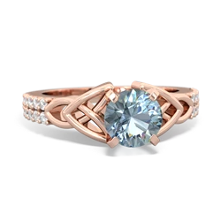 Thumbnail for Aquamarine Celtic Knot Engagement 14K Rose Gold ring R26446RD - front view