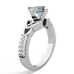 Thumbnail for Aquamarine Celtic Knot Engagement 14K White Gold ring R26446SQ - hand 1 view