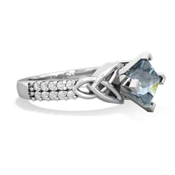 Thumbnail for Aquamarine Celtic Knot Engagement 14K White Gold ring R26446SQ - side view