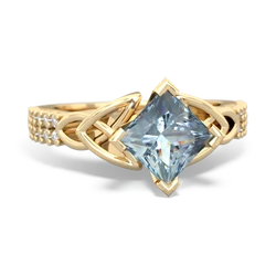 Thumbnail for Aquamarine Celtic Knot Engagement 14K Yellow Gold ring R26446SQ - front view