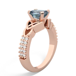 Thumbnail for Aquamarine Celtic Knot Engagement 14K Rose Gold ring R26447EM - hand 1 view