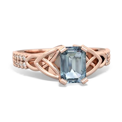 Thumbnail for Aquamarine Celtic Knot Engagement 14K Rose Gold ring R26447EM - front view