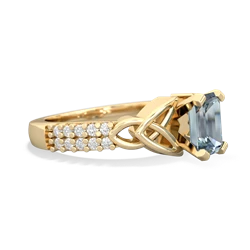 Thumbnail for Aquamarine Celtic Knot Engagement 14K Yellow Gold ring R26447EM - side view
