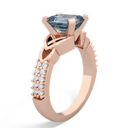 Thumbnail for Aquamarine Celtic Knot Engagement 14K Rose Gold ring R26448EM - hand 1 view