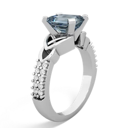 Thumbnail for Aquamarine Celtic Knot Engagement 14K White Gold ring R26448EM - hand 1 view