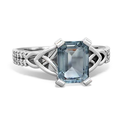 Thumbnail for Aquamarine Celtic Knot Engagement 14K White Gold ring R26448EM - front view