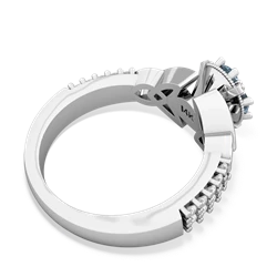 Aquamarine Celtic Knot Cluster Engagement 14K White Gold ring R26443RD