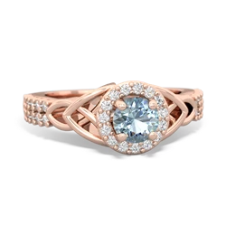 Aquamarine Celtic Knot Halo 14K Rose Gold ring R26445RH