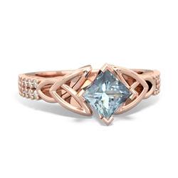 Aquamarine Celtic Knot 5Mm Square Engagement 14K Rose Gold ring R26445SQ