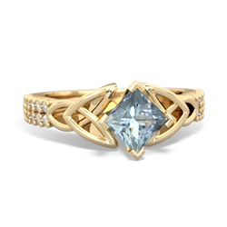 Aquamarine Celtic Knot 5Mm Square Engagement 14K Yellow Gold ring R26445SQ