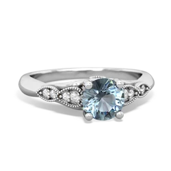 Aquamarine Antique Elegance 14K White Gold ring R3100