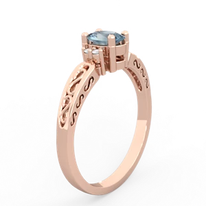 Aquamarine Filligree Scroll Oval 14K Rose Gold ring R0812
