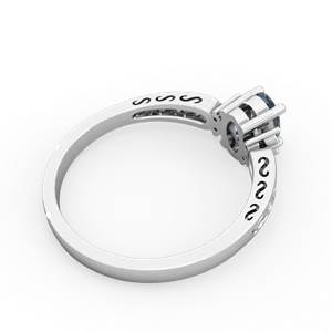 Aquamarine Filligree Scroll Oval 14K White Gold ring R0812
