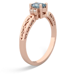 Aquamarine Filligree Scroll Oval 14K Rose Gold ring R0812