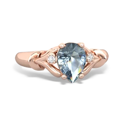 Aquamarine Precious Pear 14K Rose Gold ring R0826