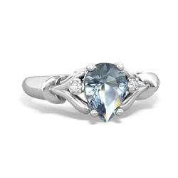 Aquamarine Precious Pear 14K White Gold ring R0826