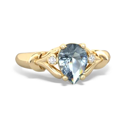 Aquamarine Precious Pear 14K Yellow Gold ring R0826