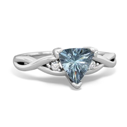 Aquamarine Trillion Twist 14K White Gold ring R2104
