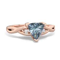 Aquamarine Trillion Twist 14K Rose Gold ring R2104