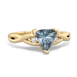 Aquamarine Trillion Twist 14K Yellow Gold ring R2104