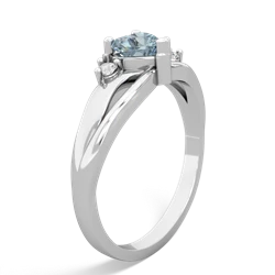 Aquamarine Split Band Swirl 14K White Gold ring R2130