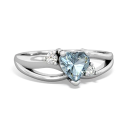 Aquamarine Split Band Swirl 14K White Gold ring R2130