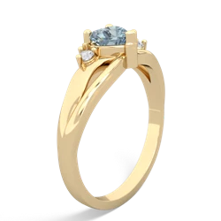 Aquamarine Split Band Swirl 14K Yellow Gold ring R2130