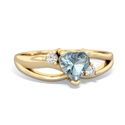 Aquamarine Split Band Swirl 14K Yellow Gold ring R2130