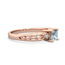 Aquamarine Filligree Scroll Square 14K Rose Gold ring R2430