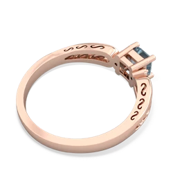 Aquamarine Filligree Scroll Square 14K Rose Gold ring R2430