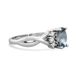 Aquamarine Victorian Twist 14K White Gold ring R2497