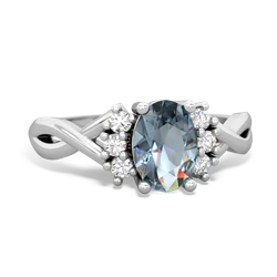 Aquamarine Victorian Twist 14K White Gold ring R2497