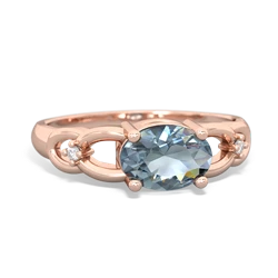 Aquamarine Links 14K Rose Gold ring R4032