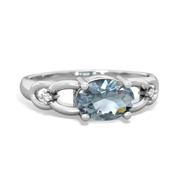 Aquamarine Links 14K White Gold ring R4032